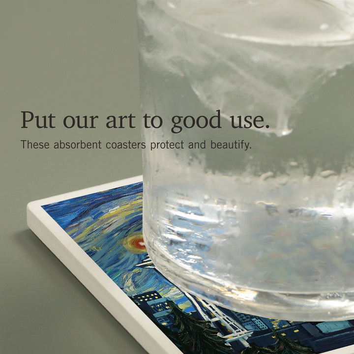 Seattle, Washington, Starry Night City Series, Coasters Coasters Lantern Press