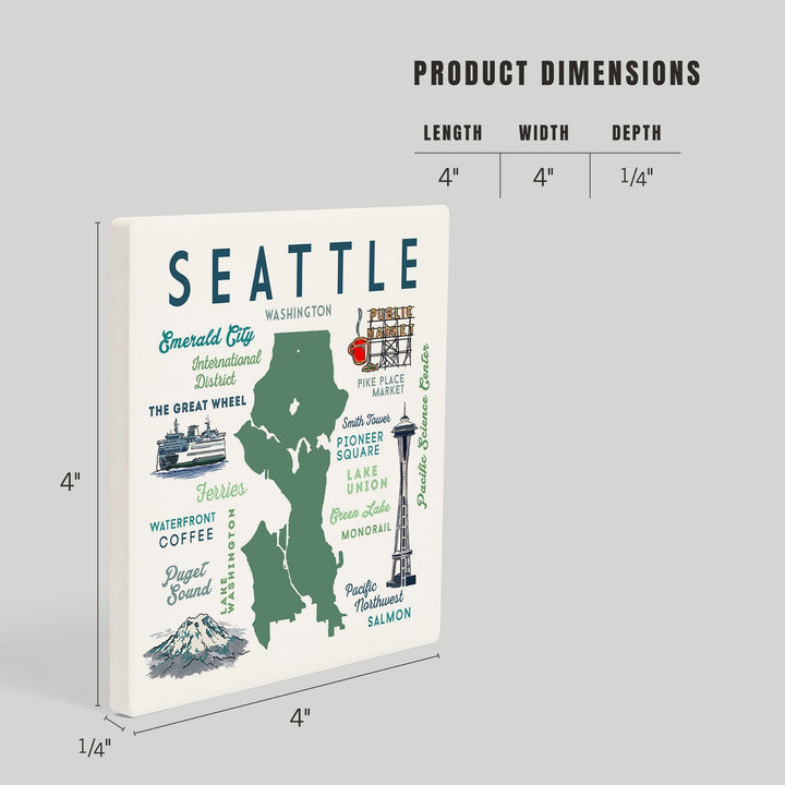 Seattle, Washington, Typography and Icons, Coasters Coasters Lantern Press