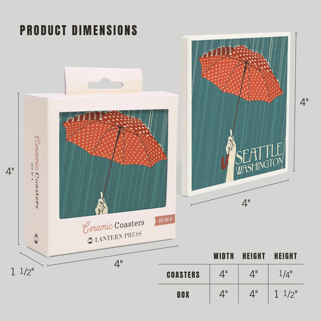 Seattle, Washington, Umbrella Letterpress, Coasters Coasters Lantern Press