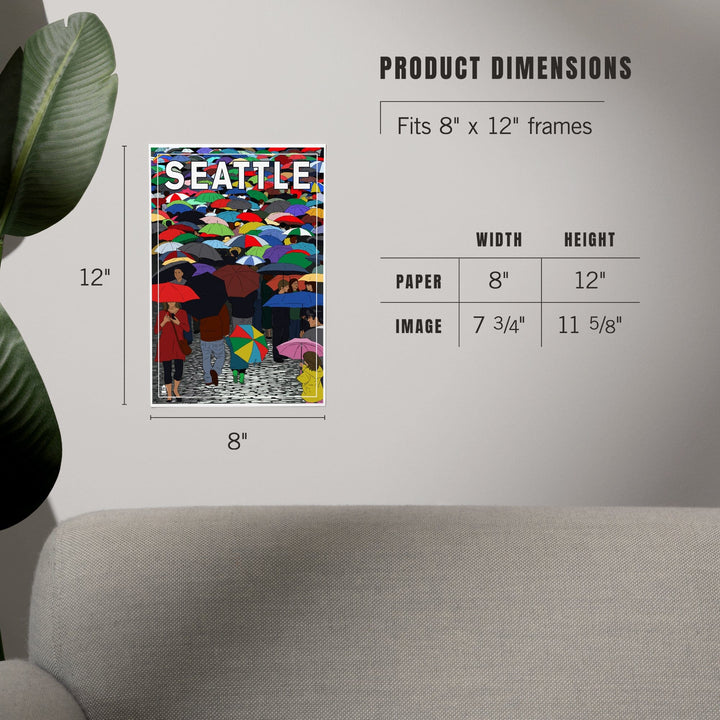 Seattle, Washington, Umbrellas, Art & Giclee Prints Art Lantern Press