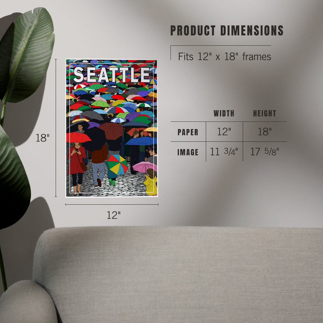 Seattle, Washington, Umbrellas, Art & Giclee Prints Art Lantern Press