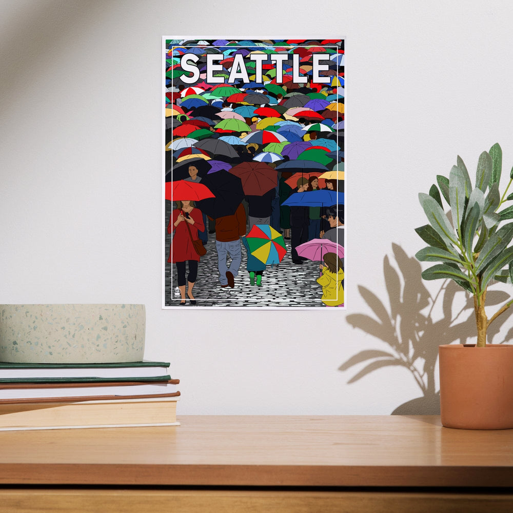 Seattle, Washington, Umbrellas, Art & Giclee Prints Art Lantern Press