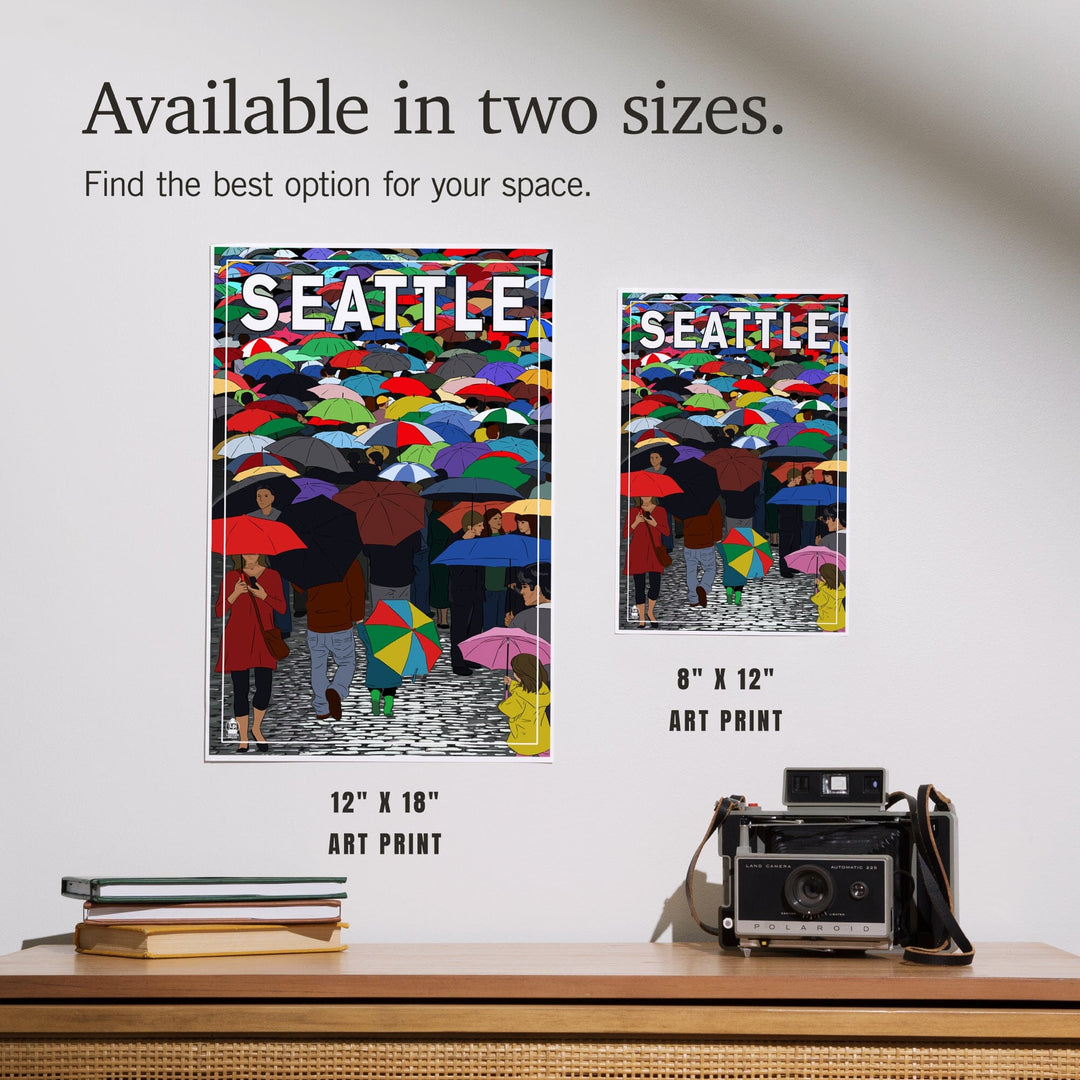Seattle, Washington, Umbrellas, Art & Giclee Prints Art Lantern Press
