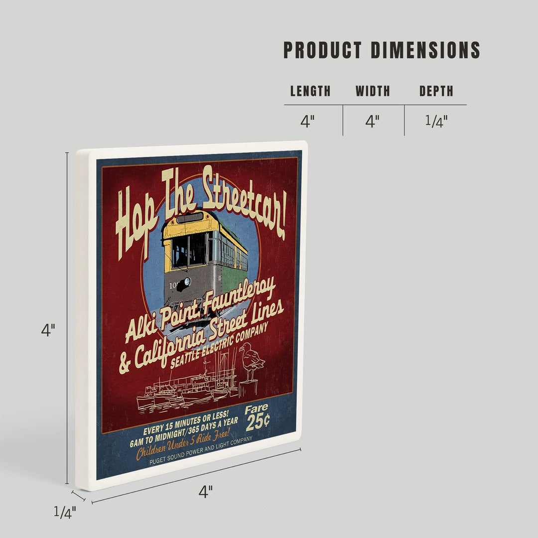 Seattle, Washington, West Seattle Streetcar Vintage Sign, Coasters Coasters Lantern Press