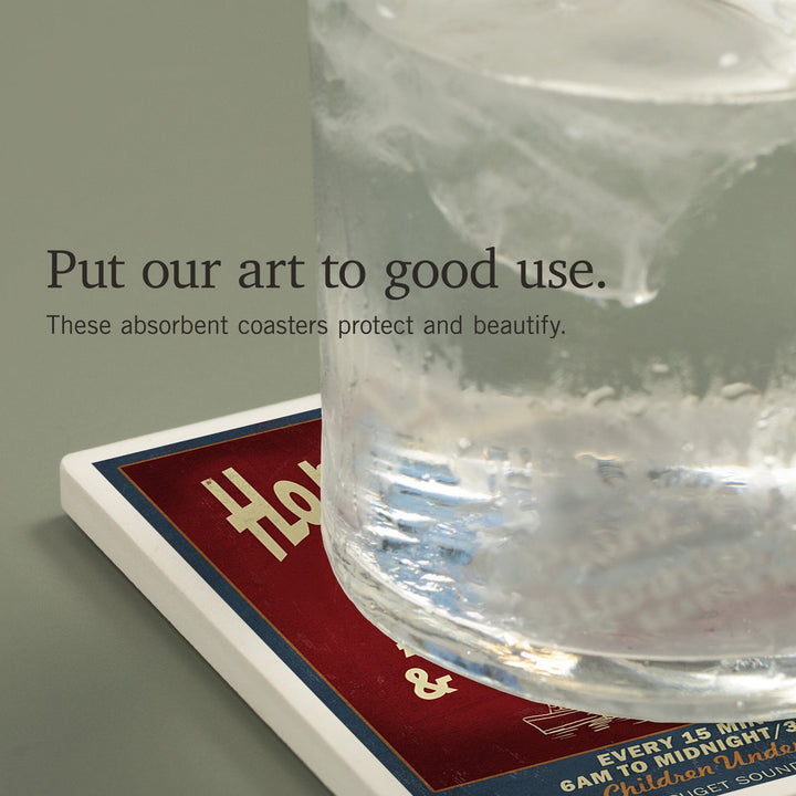 Seattle, Washington, West Seattle Streetcar Vintage Sign, Coasters Coasters Lantern Press