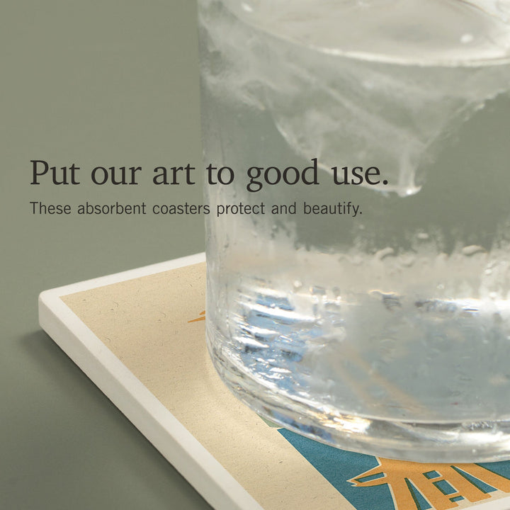 Seattle, Washington, Woodblock, Coasters Coasters Lantern Press