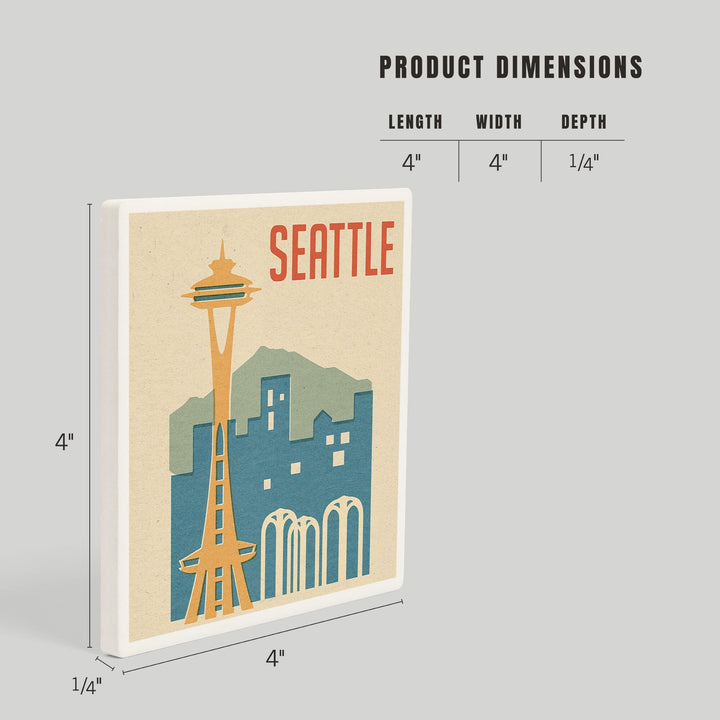 Seattle, Washington, Woodblock, Coasters Coasters Lantern Press