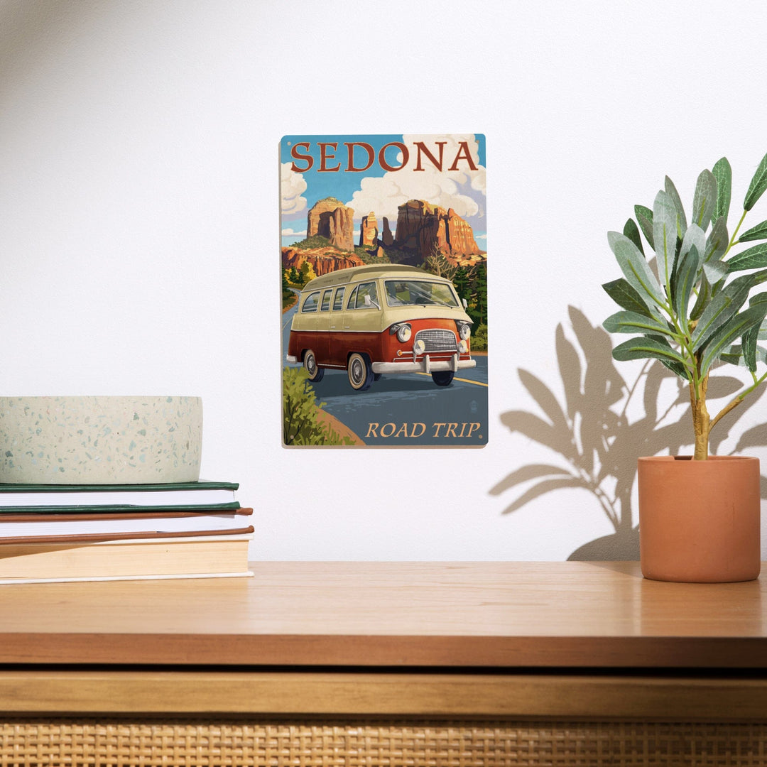 Sedona, Arizona, Camper Van, Lantern Press Artwork, Wood Signs and Postcards Wood Lantern Press