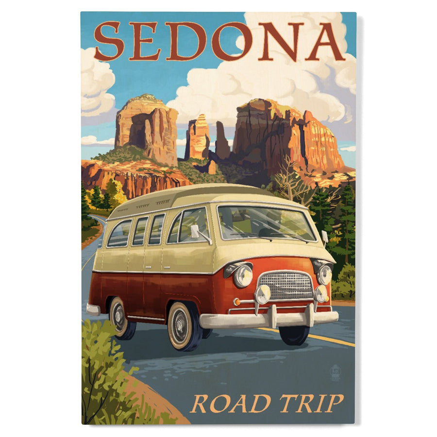 Sedona, Arizona, Camper Van, Lantern Press Artwork, Wood Signs and Postcards Wood Lantern Press