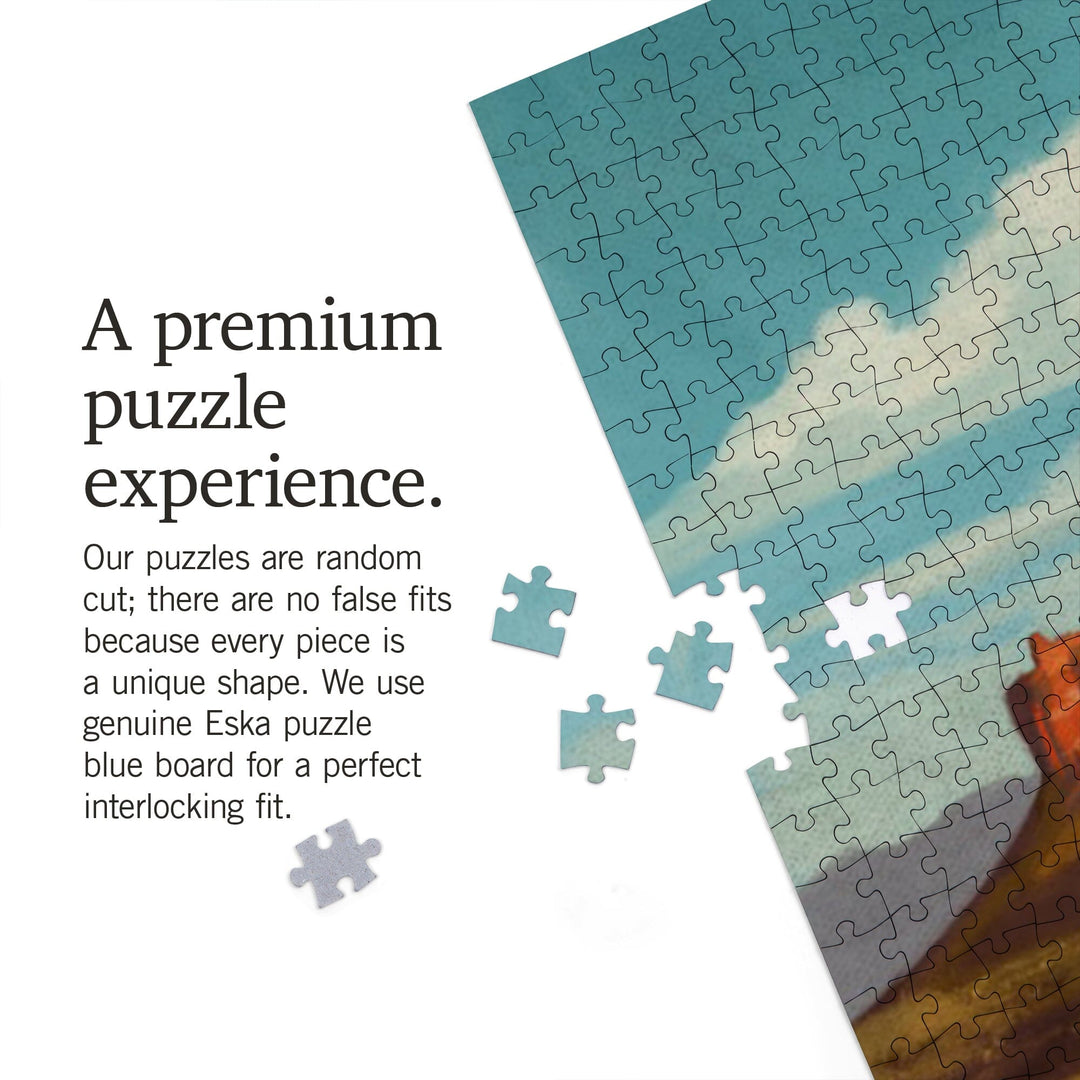 Sedona, Arizona, Canyon with Clouds Oil Painting, Jigsaw Puzzle Puzzle Lantern Press