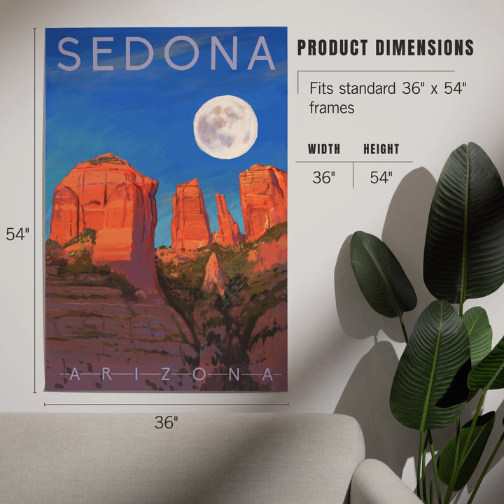 Sedona, Arizona, Cathedral Rock, Moon, Oil Painting, Art & Giclee Prints Art Lantern Press