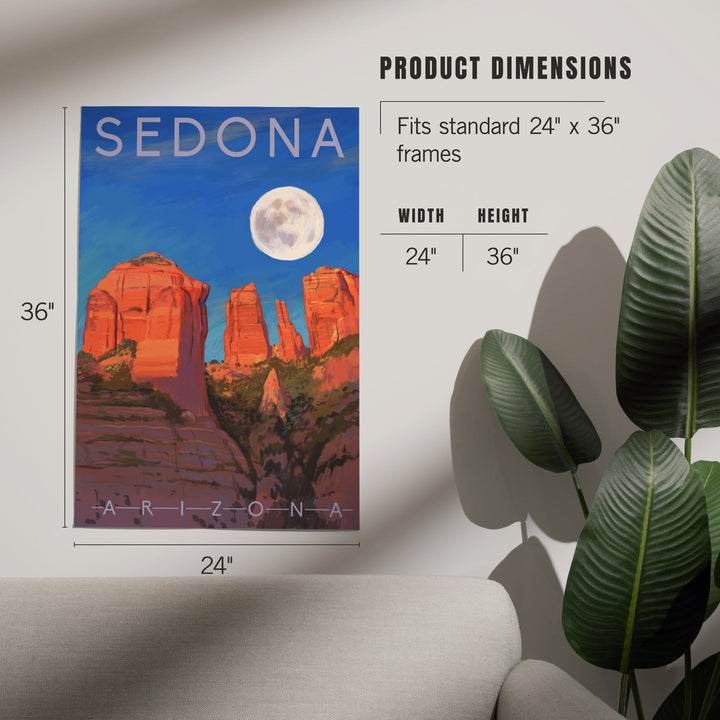 Sedona, Arizona, Cathedral Rock, Moon, Oil Painting, Art & Giclee Prints Art Lantern Press