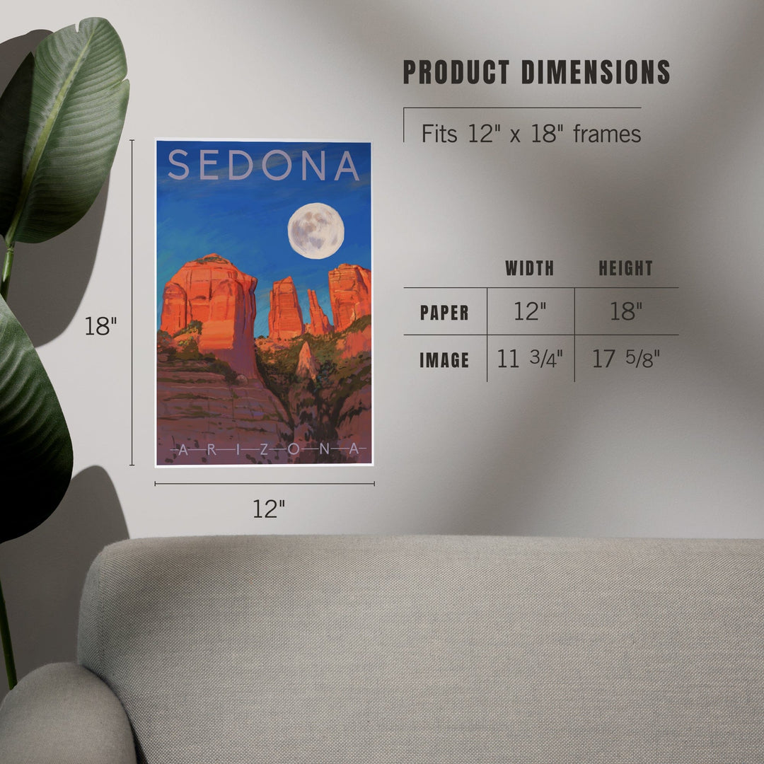 Sedona, Arizona, Cathedral Rock, Moon, Oil Painting, Art & Giclee Prints Art Lantern Press
