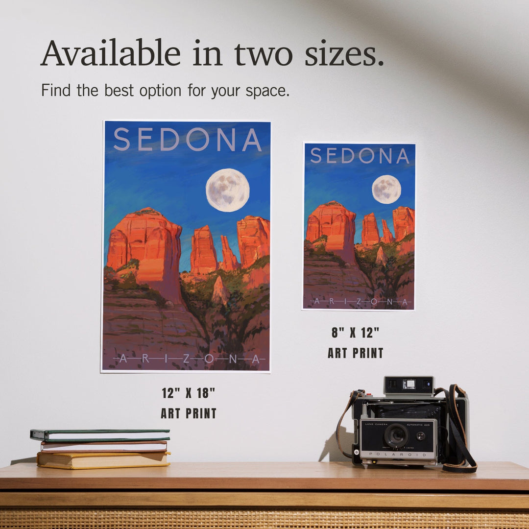 Sedona, Arizona, Cathedral Rock, Moon, Oil Painting, Art & Giclee Prints Art Lantern Press