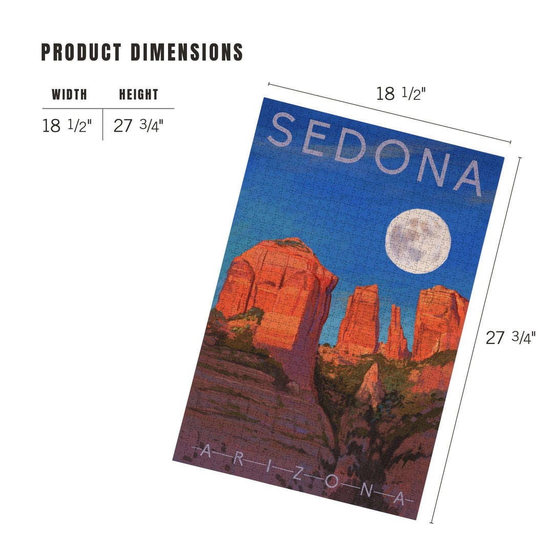 Sedona, Arizona, Cathedral Rock, Moon, Oil Painting, Jigsaw Puzzle Puzzle Lantern Press