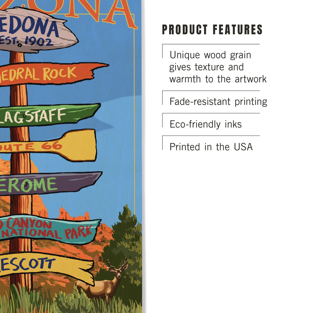 Sedona, Arizona, Destination Signpost, Lantern Press Poster, Wood Signs and Postcards Wood Lantern Press