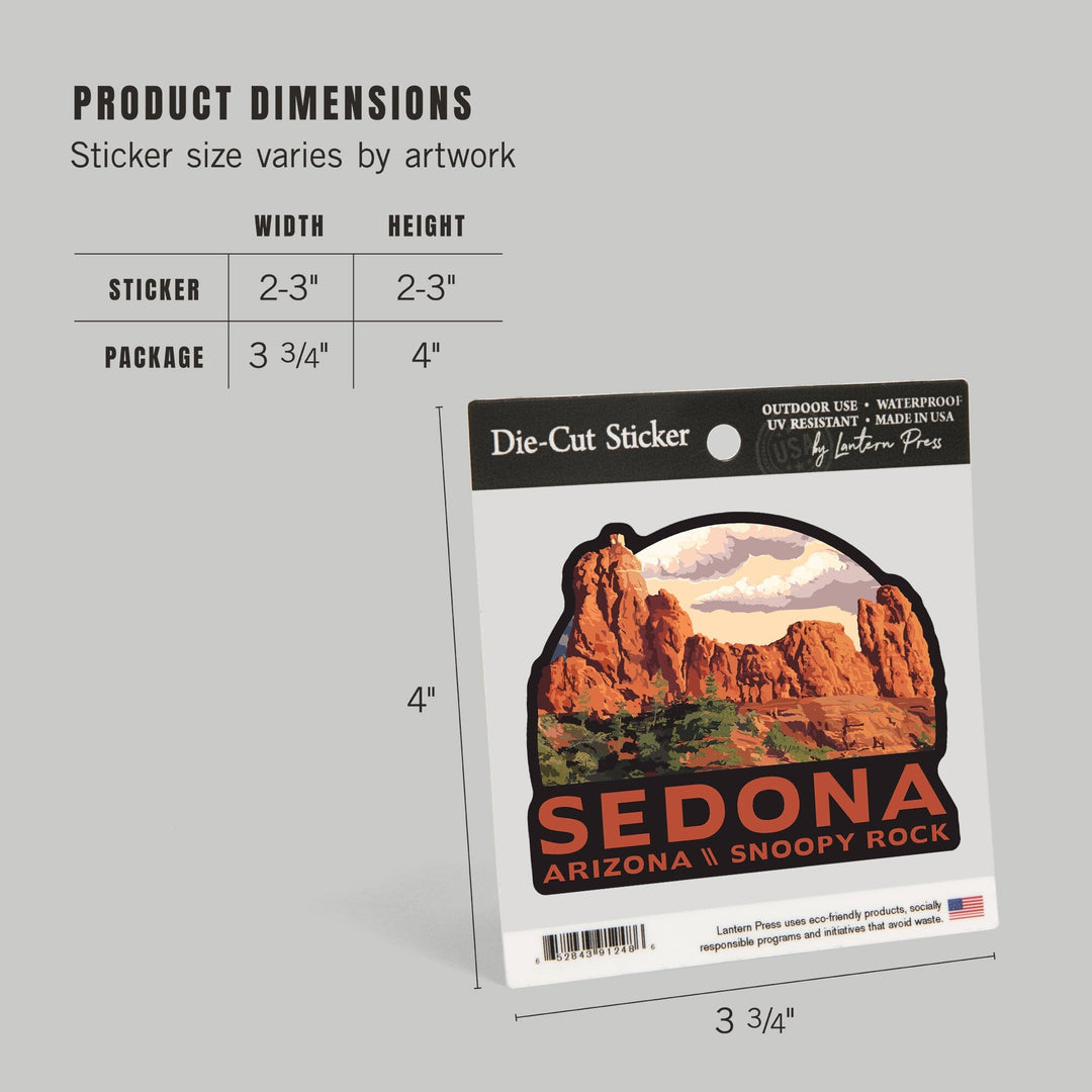 Sedona, Arizona, Snoopy Rock, Contour, Lantern Press Artwork, Vinyl Sticker Sticker Lantern Press