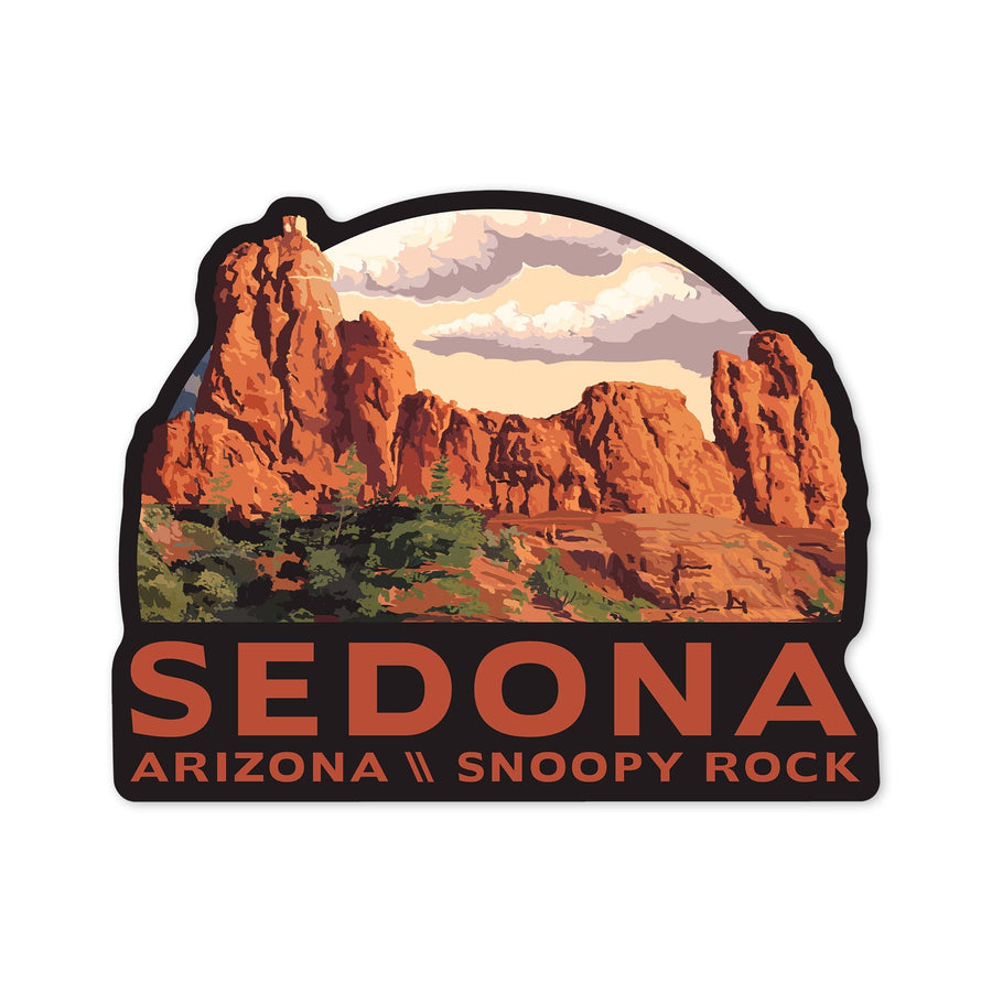 Sedona, Arizona, Snoopy Rock, Contour, Lantern Press Artwork, Vinyl Sticker Sticker Lantern Press