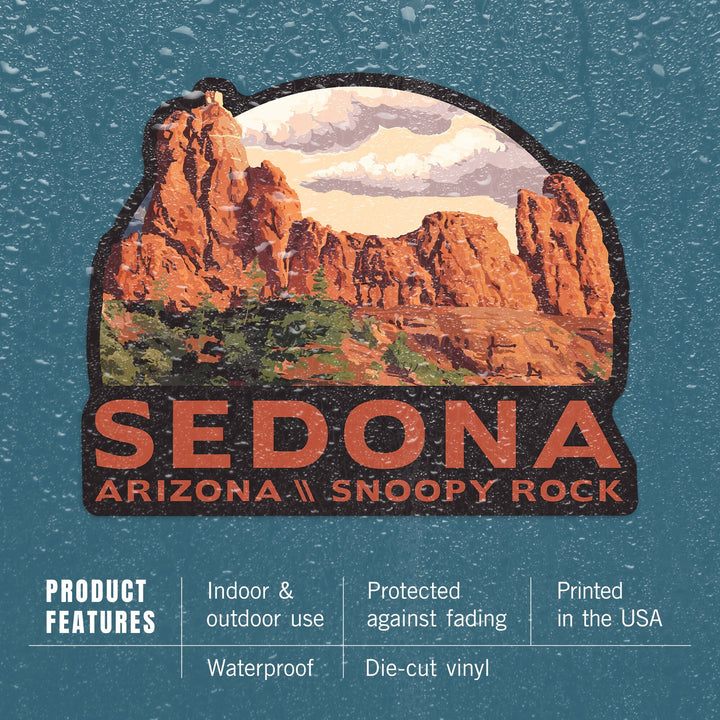 Sedona, Arizona, Snoopy Rock, Contour, Lantern Press Artwork, Vinyl Sticker Sticker Lantern Press