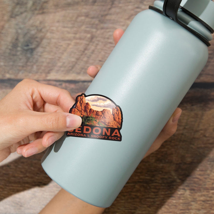Sedona, Arizona, Snoopy Rock, Contour, Lantern Press Artwork, Vinyl Sticker Sticker Lantern Press