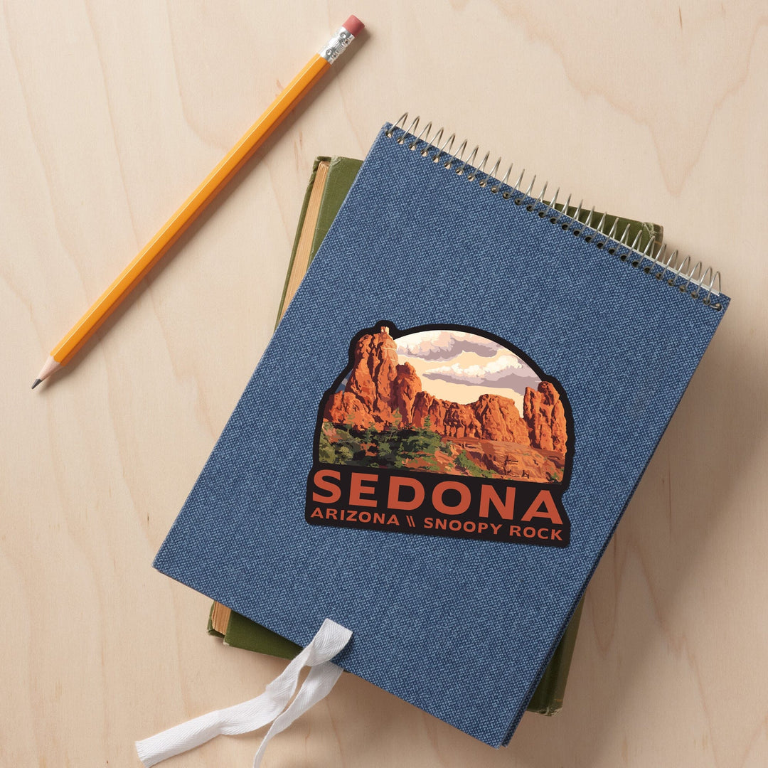 Sedona, Arizona, Snoopy Rock, Contour, Lantern Press Artwork, Vinyl Sticker Sticker Lantern Press