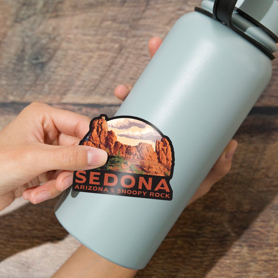 Sedona, Arizona, Snoopy Rock, Contour, Lantern Press Artwork, Vinyl Sticker Sticker Lantern Press