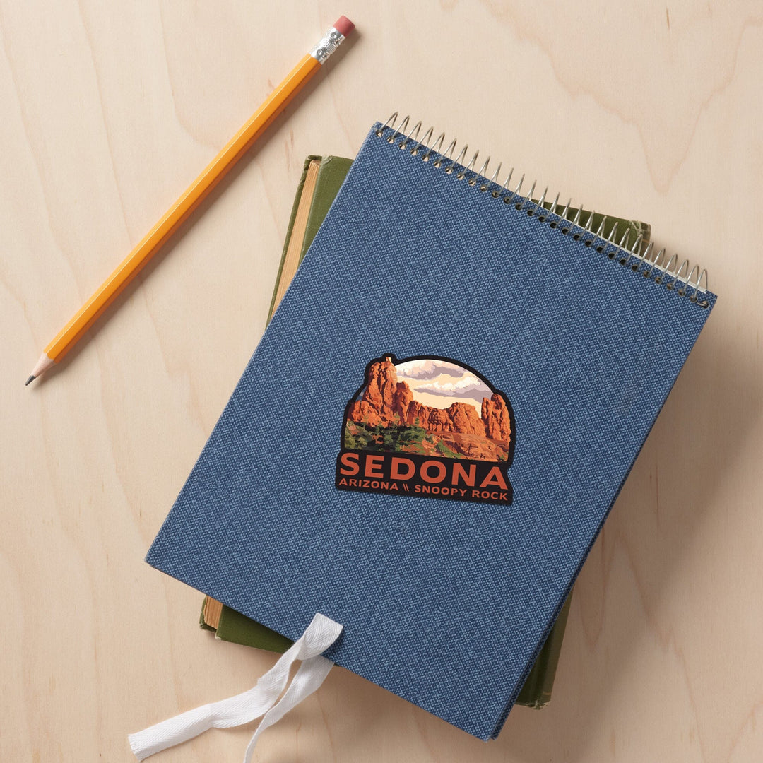 Sedona, Arizona, Snoopy Rock, Contour, Lantern Press Artwork, Vinyl Sticker Sticker Lantern Press