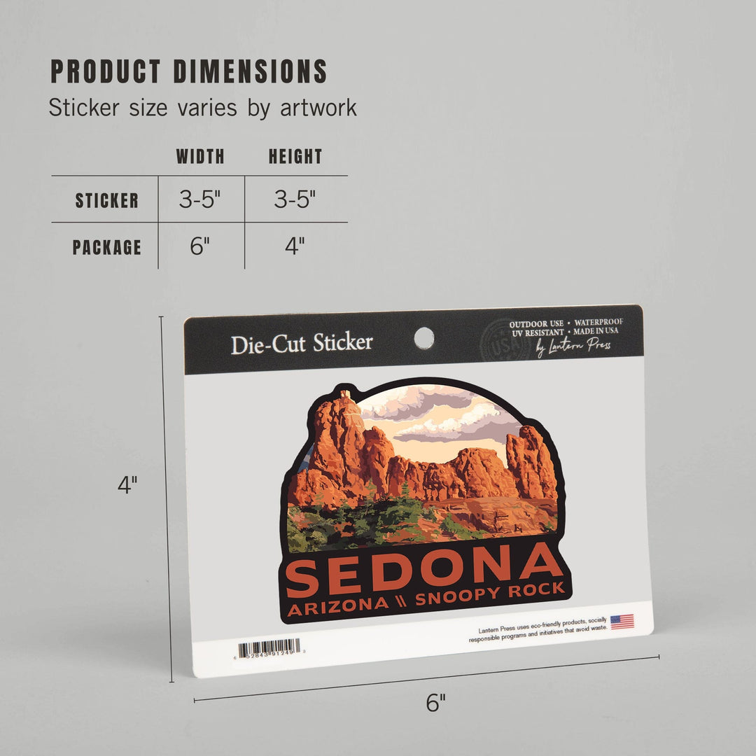 Sedona, Arizona, Snoopy Rock, Contour, Lantern Press Artwork, Vinyl Sticker Sticker Lantern Press