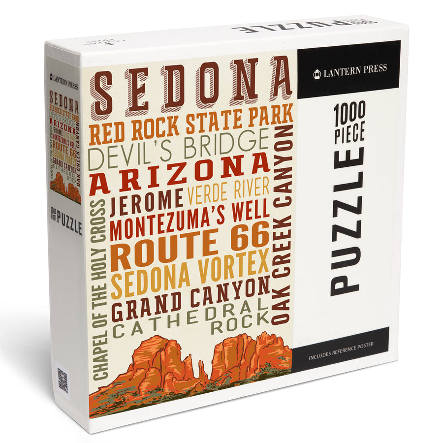 Sedona, Arizona, Typography, Jigsaw Puzzle Puzzle Lantern Press