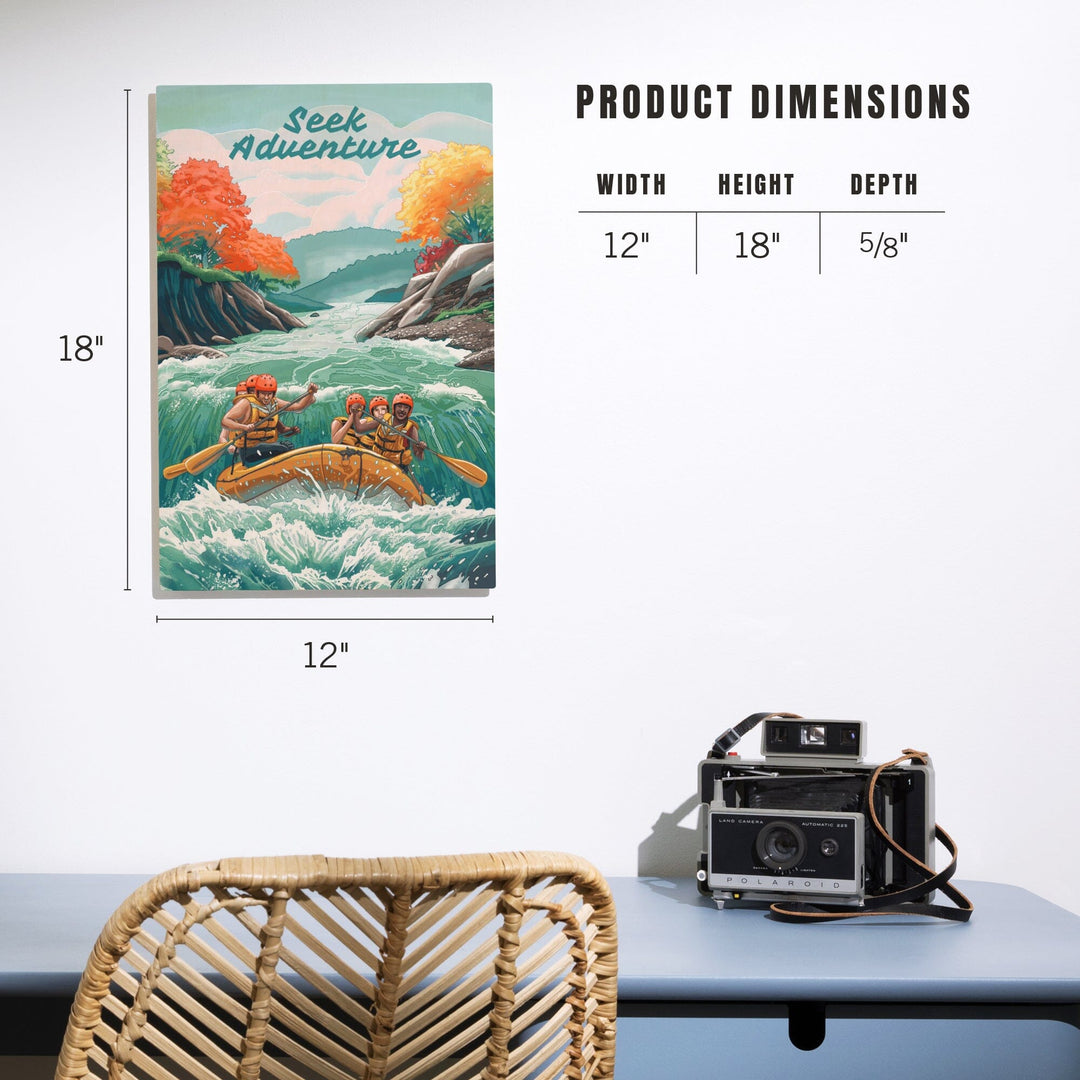 Seek Adventure, River Rafting, Wood Signs and Postcards Wood Lantern Press