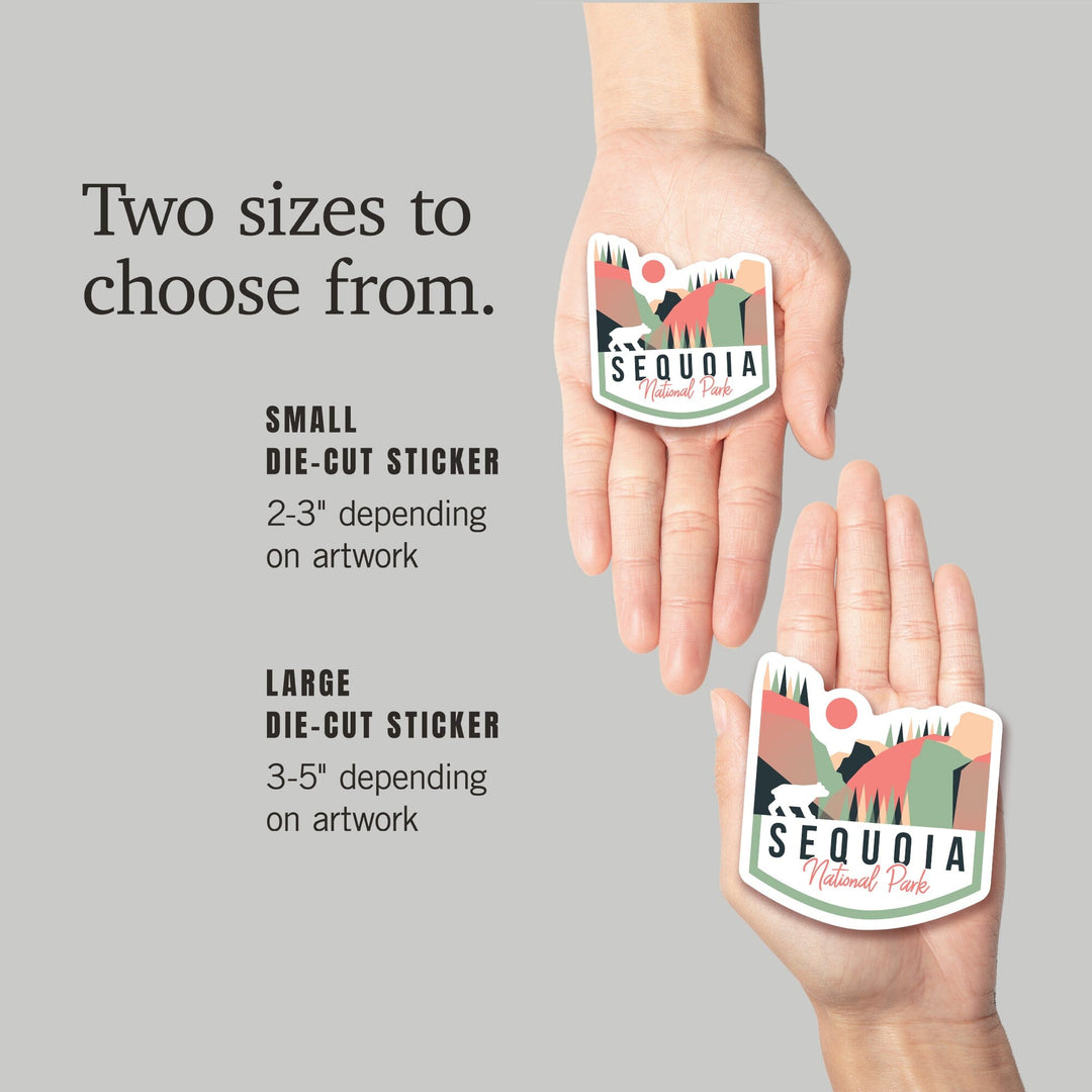 Sequoia National Park, Bear, Geometric, Contour, Vinyl Sticker Sticker Lantern Press