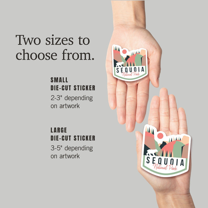 Sequoia National Park, Bear, Geometric, Contour, Vinyl Sticker Sticker Lantern Press