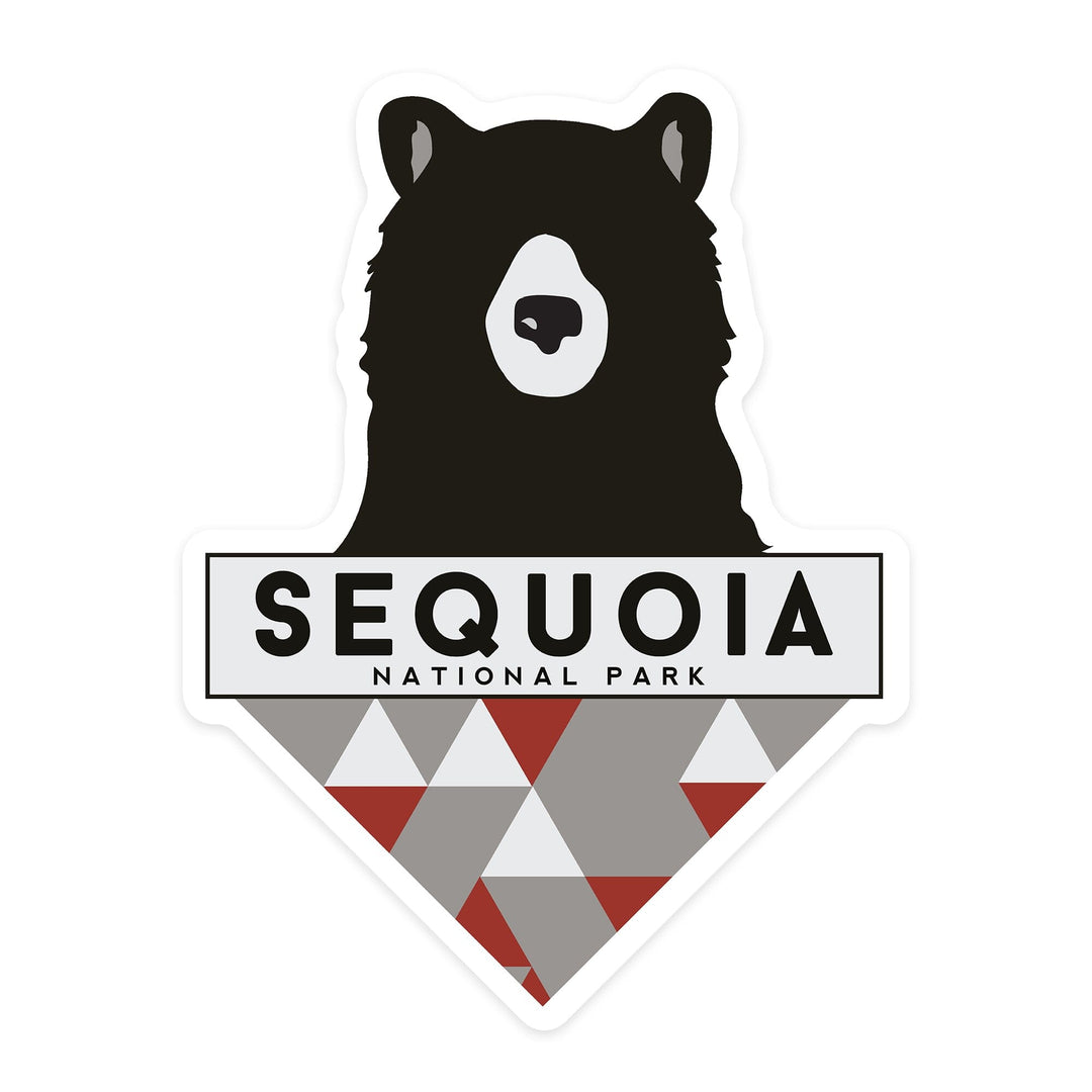 Sequoia National Park, Bear & Triangles, Contour, Lantern Press Artwork, Vinyl Sticker Sticker Lantern Press