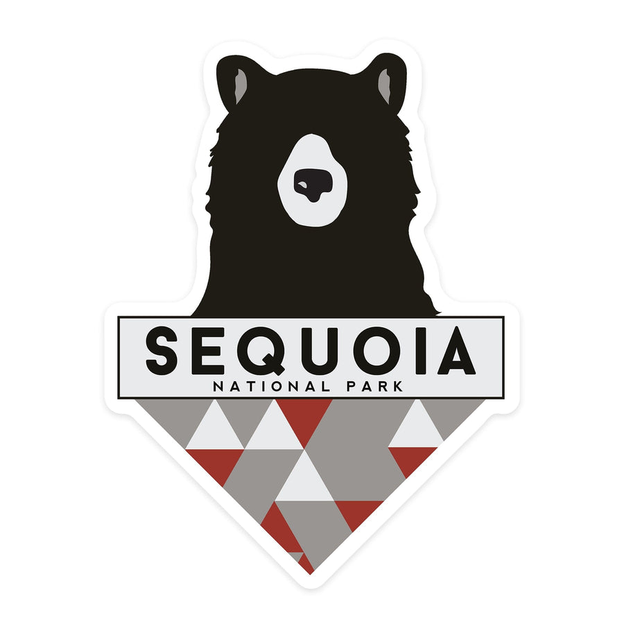 Sequoia National Park, Bear & Triangles, Contour, Lantern Press Artwork, Vinyl Sticker Sticker Lantern Press