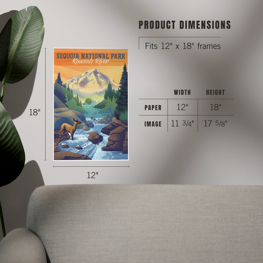 Sequoia National Park, California, Kaweah River, Lithograph, Art & Giclee Prints Art Lantern Press