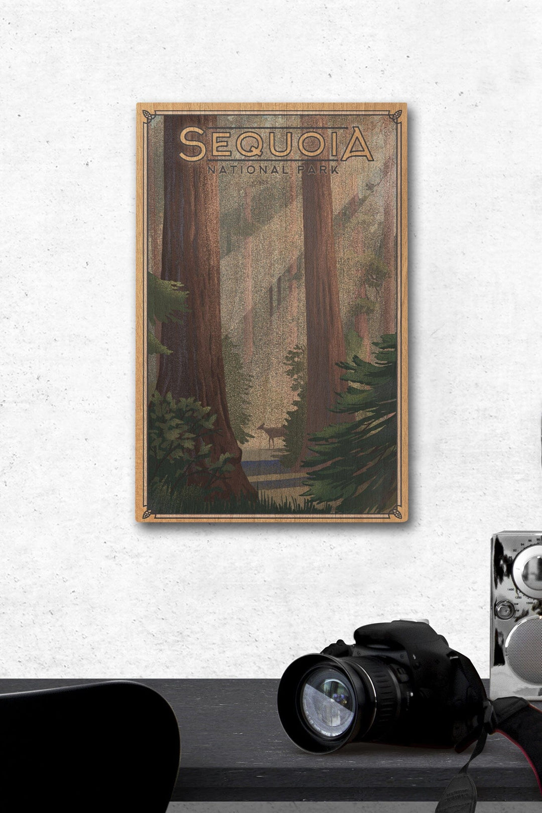 Sequoia National Park, California, Lithograph, Lantern Press Artwork, Wood Signs and Postcards Wood Lantern Press 12 x 18 Wood Gallery Print
