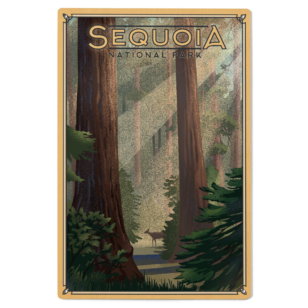 Sequoia National Park, California, Lithograph, Lantern Press Artwork, Wood Signs and Postcards Wood Lantern Press