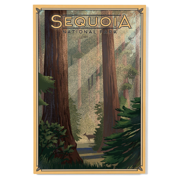 Sequoia National Park, California, Lithograph, Lantern Press Artwork, Wood Signs and Postcards Wood Lantern Press