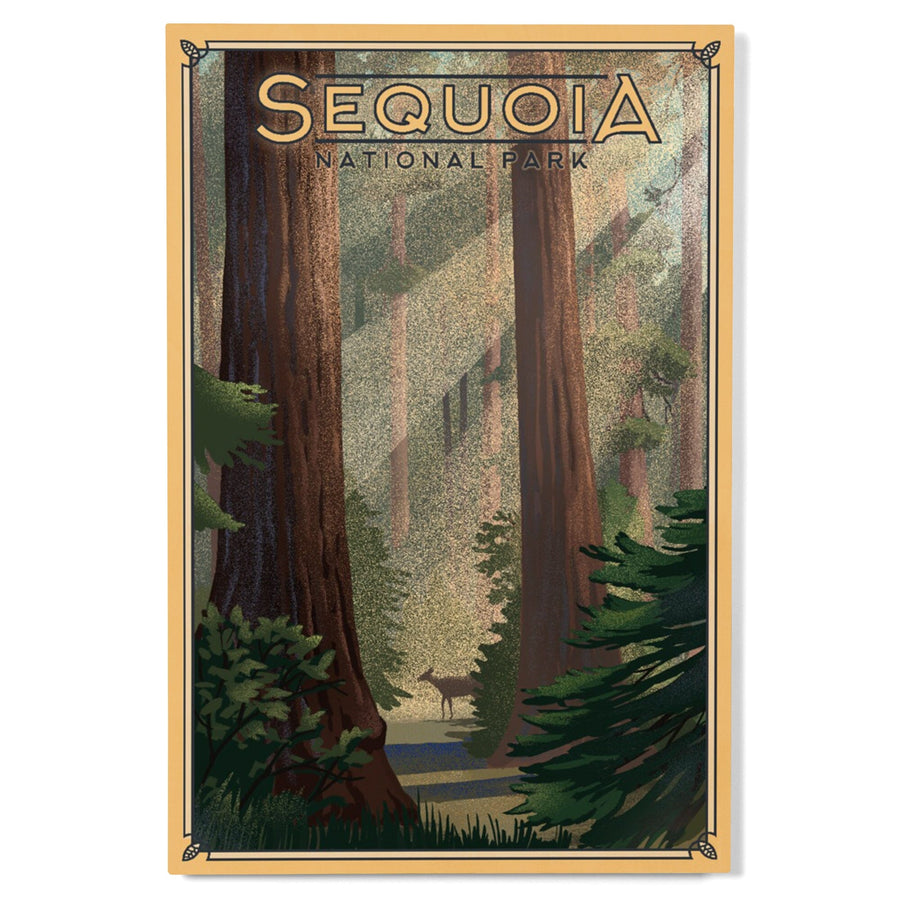 Sequoia National Park, California, Lithograph, Lantern Press Artwork, Wood Signs and Postcards Wood Lantern Press