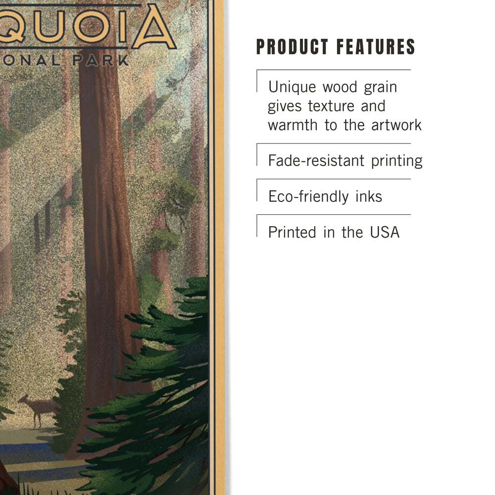Sequoia National Park, California, Lithograph, Lantern Press Artwork, Wood Signs and Postcards Wood Lantern Press