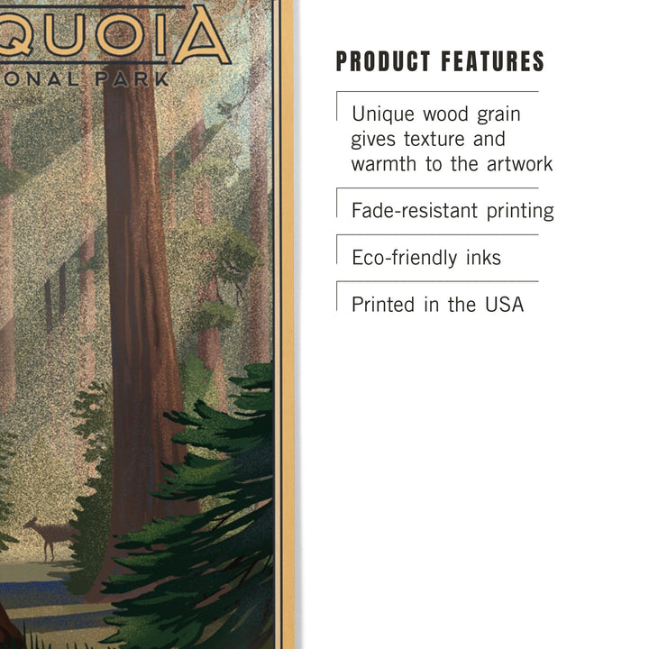 Sequoia National Park, California, Lithograph, Lantern Press Artwork, Wood Signs and Postcards Wood Lantern Press