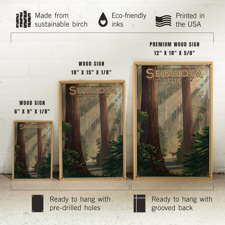 Sequoia National Park, California, Lithograph, Lantern Press Artwork, Wood Signs and Postcards Wood Lantern Press
