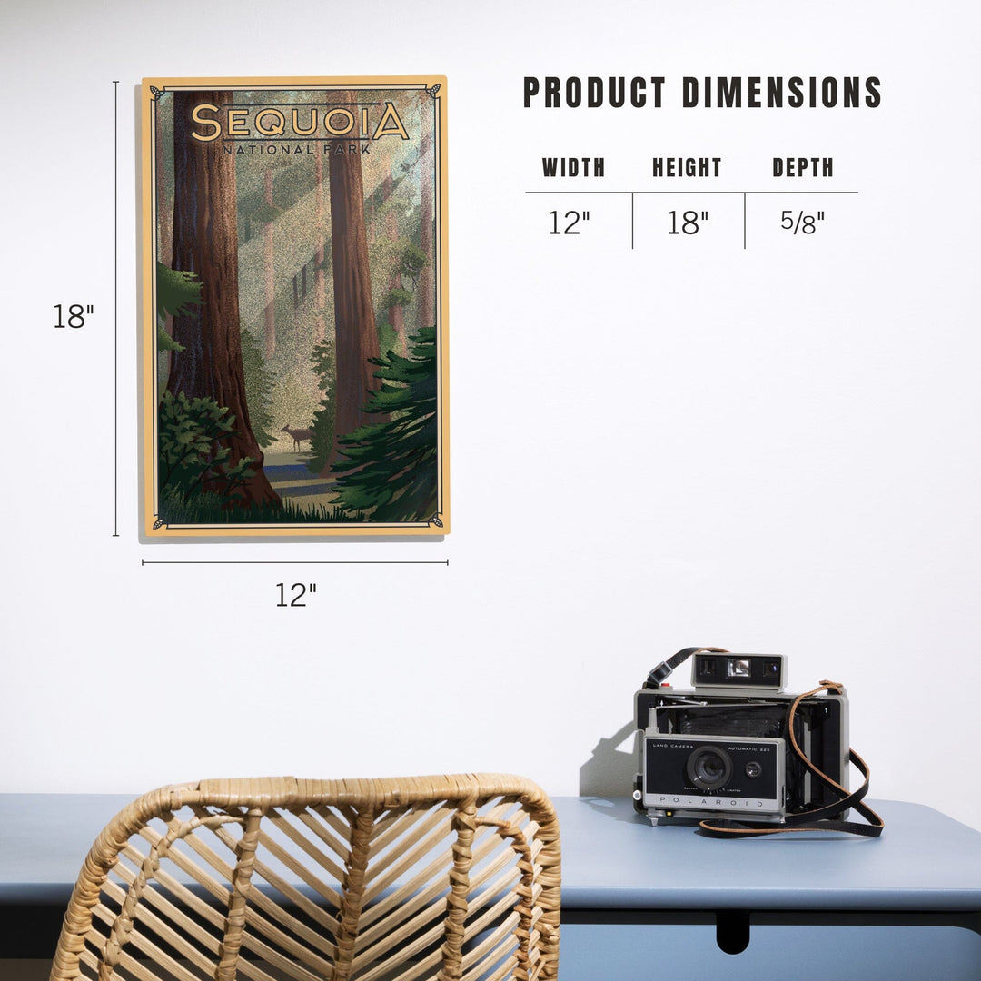 Sequoia National Park, California, Lithograph, Lantern Press Artwork, Wood Signs and Postcards Wood Lantern Press