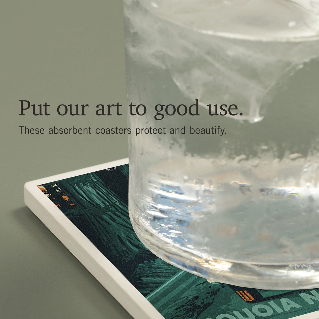 Sequoia National Park, Letterpress, Camper Van, Coasters Coasters Lantern Press