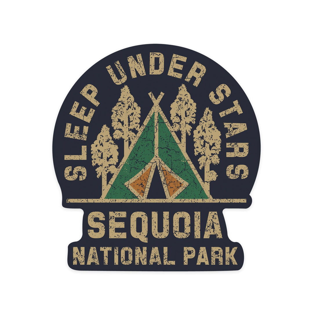 Sequoia National Park, Sleep Under the Stars, Contour, Lantern Press Artwork, Vinyl Sticker Sticker Lantern Press