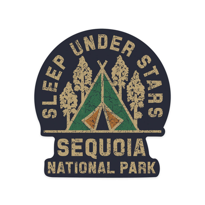 Sequoia National Park, Sleep Under the Stars, Contour, Lantern Press Artwork, Vinyl Sticker Sticker Lantern Press