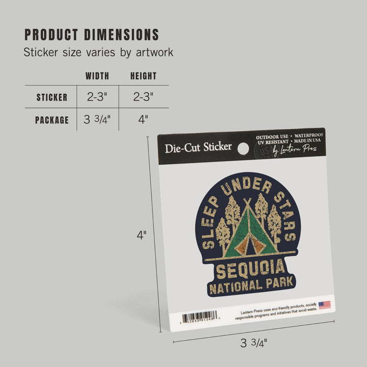 Sequoia National Park, Sleep Under the Stars, Contour, Lantern Press Artwork, Vinyl Sticker Sticker Lantern Press