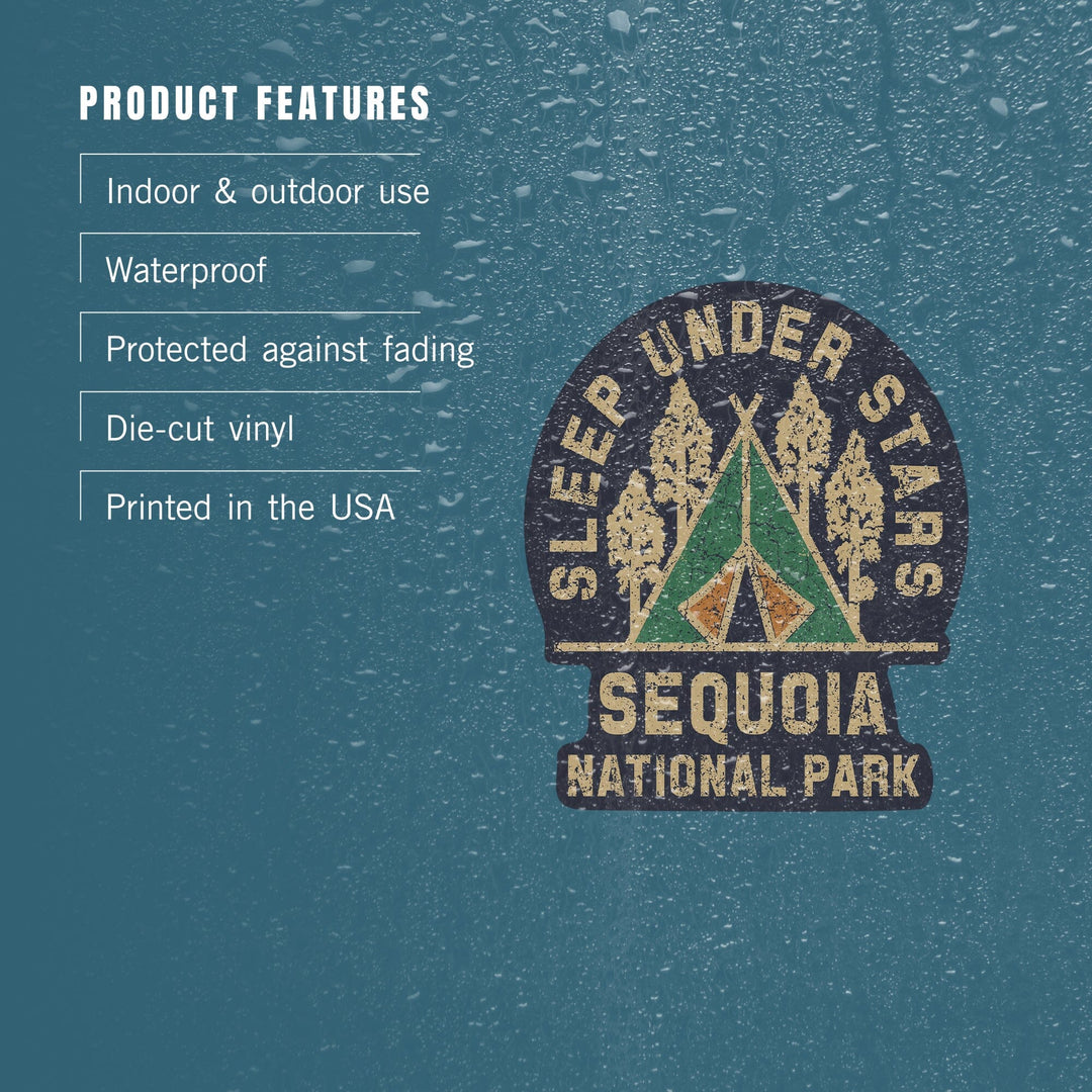 Sequoia National Park, Sleep Under the Stars, Contour, Lantern Press Artwork, Vinyl Sticker Sticker Lantern Press