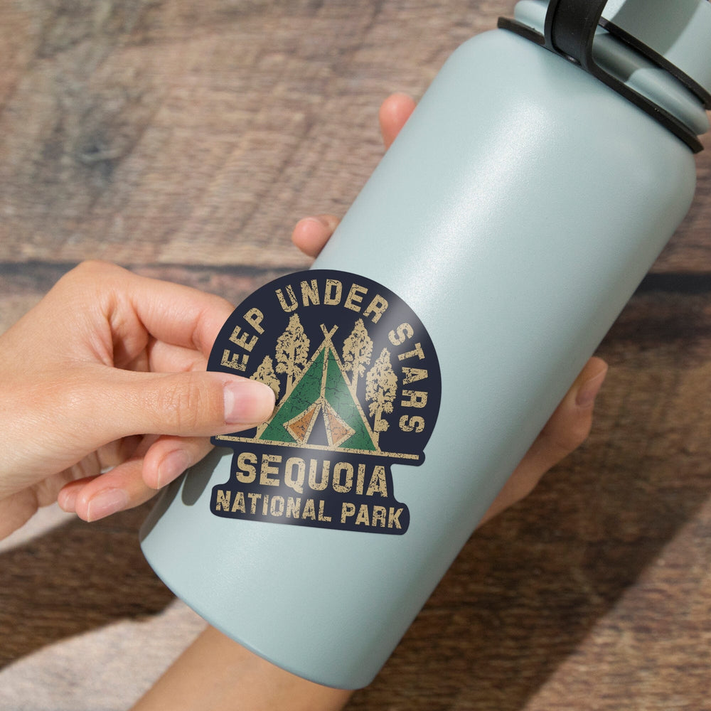 Sequoia National Park, Sleep Under the Stars, Contour, Lantern Press Artwork, Vinyl Sticker Sticker Lantern Press
