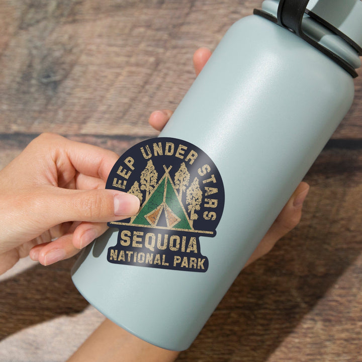 Sequoia National Park, Sleep Under the Stars, Contour, Lantern Press Artwork, Vinyl Sticker Sticker Lantern Press
